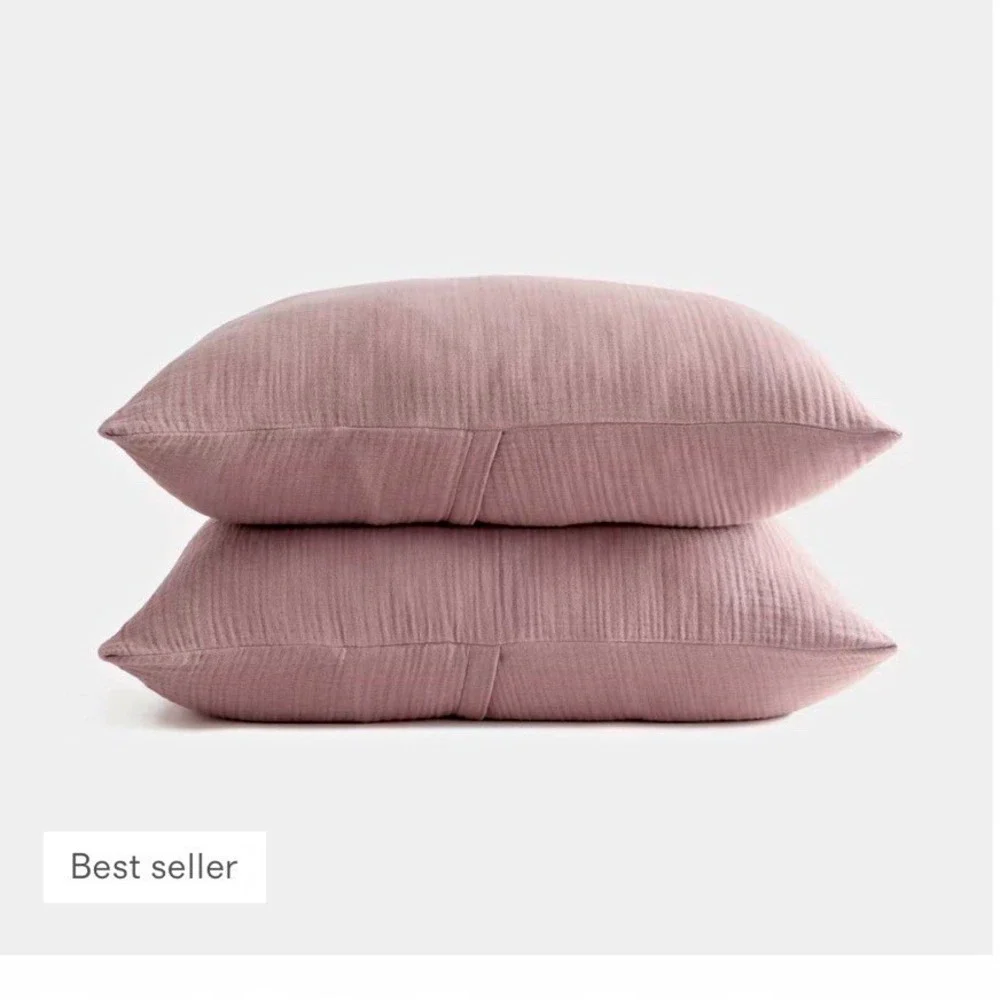 NWOT Quince Organic Cotton Gauze Pillow Sham Set Standard Fig Solid Rectangular